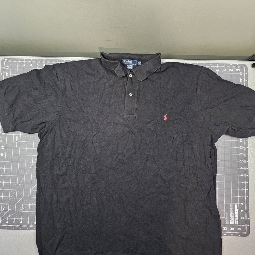 Vintage Polo Ralph Lauren Shirt XXL Tall Black Pique USA 90s Preppy Ivy League